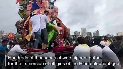 Indian worshippers bid adieu to elephant god