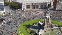 Vista aérea del inicio de la manifestación por la Diada en Barcelona