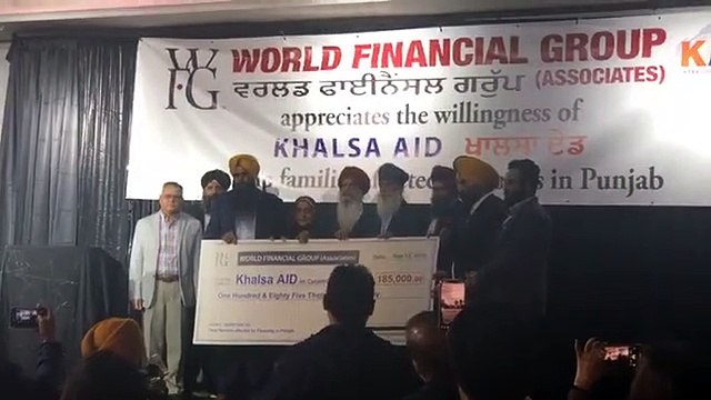 Ravi Singh of Khalsa aid in Surrey, where World Financial Group Associates donating $200,000 for the victims of Punjab floods