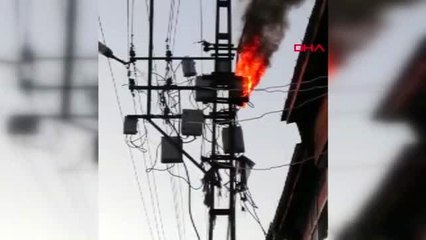Erciş'te, elektrik direğindeki patlama paniğe neden oldu