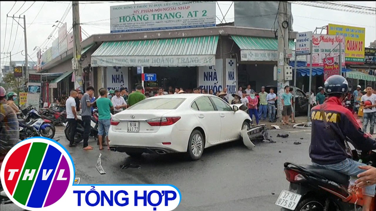 THVL | Xe ô tô lao vào tiệm thuốc sau va chạm tại Bình Dương
