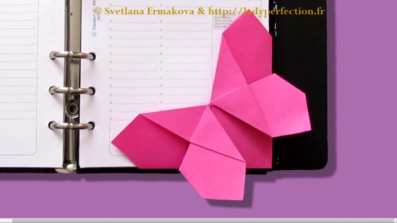 Origami facile :  Marque-page  « Papillon »  très facile