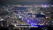 Hong Kong's 'Lion Rock' roars with protest lights and slogans