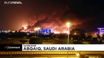 شاهد: إخماد حريق في منشأة نفطية سعودية إثر هجوم للحوثيين بعشر طائرات مسيّرة