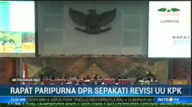 Rapat Paripurna DPR Sepakati Revisi UU KPK