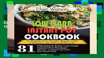 About For Books  Low Carb  Instant Pot Cookbook: To Rapidly Lose Weight, Regain 100% Confidence