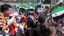 مظاهرة في معرة النعمان تنديدا بقصف ميليشيا أسد على إدلب
