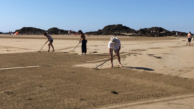 Saint-Malo. Une route géante dessinée sur la plage