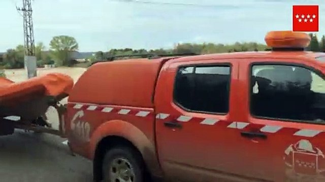 Bomberos rescatan a dos perros de las riadas de Arganda del Rey