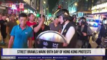 Street brawls mark 99th day of Hong Kong protests