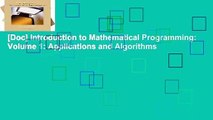 [Doc] Introduction to Mathematical Programming: Volume 1: Applications and Algorithms