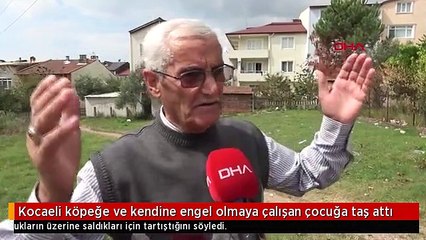 Kocaeli köpeğe ve kendine engel olmaya çalışan çocuğa taş attı