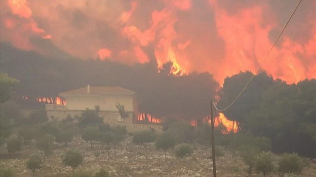 Greek island of Zakynthos ravaged by large forest fires