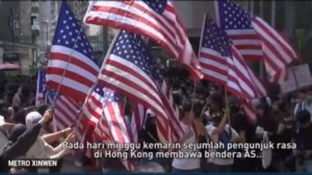 Demonstran Prodemokrasi Hongkong Unjuk Rasa Bawa Bendera AS