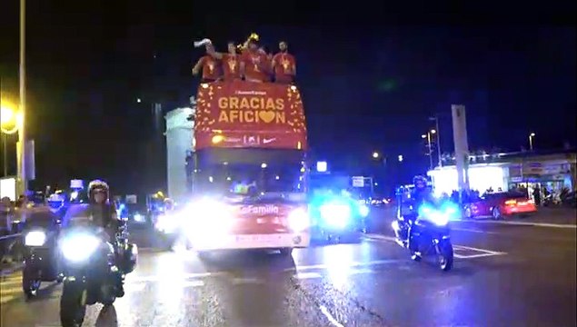 Fiesta en honor de los campeones del mundo en la madrileña Plaza de Colón