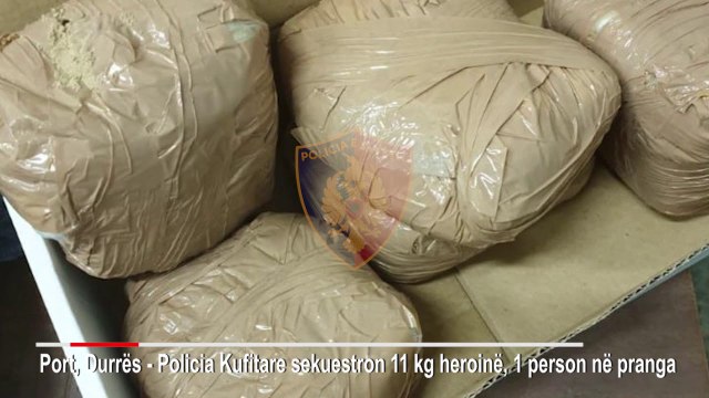 Report TV -Durrës/ Sekuestrohen në port 11 kg heroinë, një në pranga