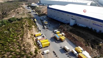 Şüpheli toz paniği yaşanan posta dağıtım merkezi havadan görüntülendi