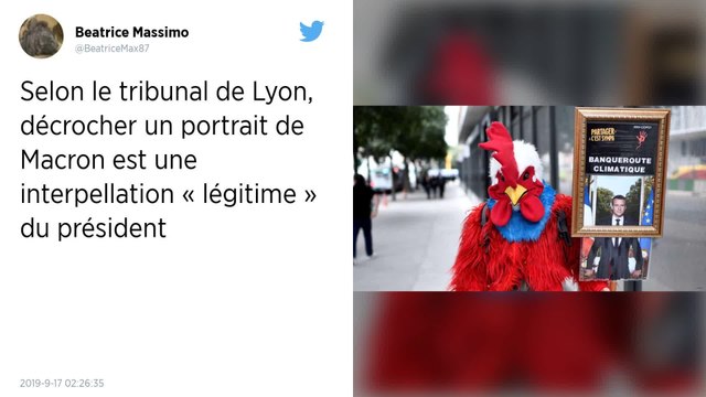 Le décrochage d'un portrait de Macron par deux militants écologistes jugé « légitime » par le tribunal de Lyon