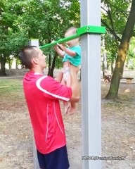 Cute Baby And Dad Training Together - Cute Baby Videos
