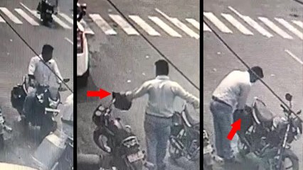 गुजरात में नए ट्रैफिक जुर्माने लागू होने के पहले ही दिन हेलमेट चुराते शख्स का वीडियो वायरल