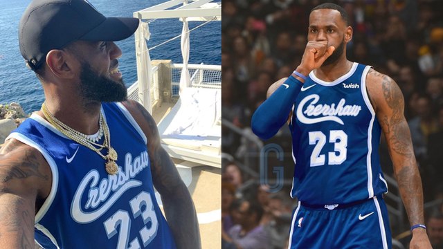 Ballislife - LeBron wearing a Crenshaw Lakers Jersey in honor of Nipsey  Hussle.