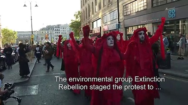 Environmental group Extinction Rebellion mark end of London fashion week with funeral procession