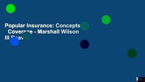 Popular Insurance: Concepts   Coverage - Marshall Wilson III Reavis