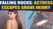 Mouni Roy's car damaged by falling rock at Mumbai metro site, video viral |OneIndia News