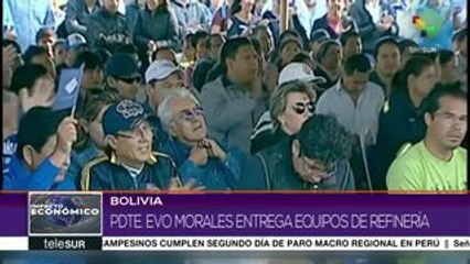 Bolivia: presidente Evo Morales entrega equipos de refinería
