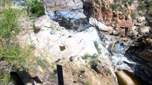 Flash flood turns dry mountain into raging 75-foot waterfall in Arizona