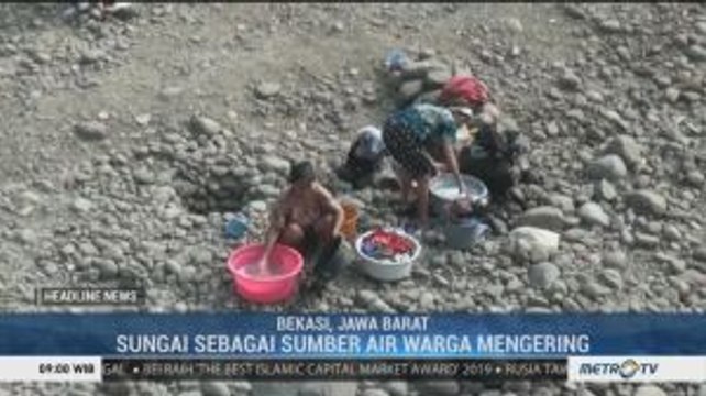 Sungai Kering, Warga Bekasi Gunakan Kubangan Air