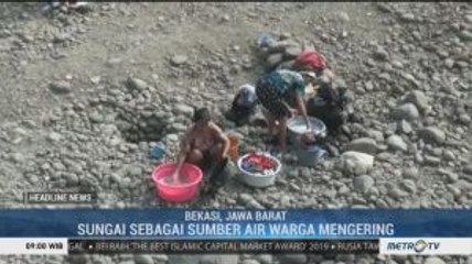 Sungai Kering, Warga Bekasi Gunakan Kubangan Air