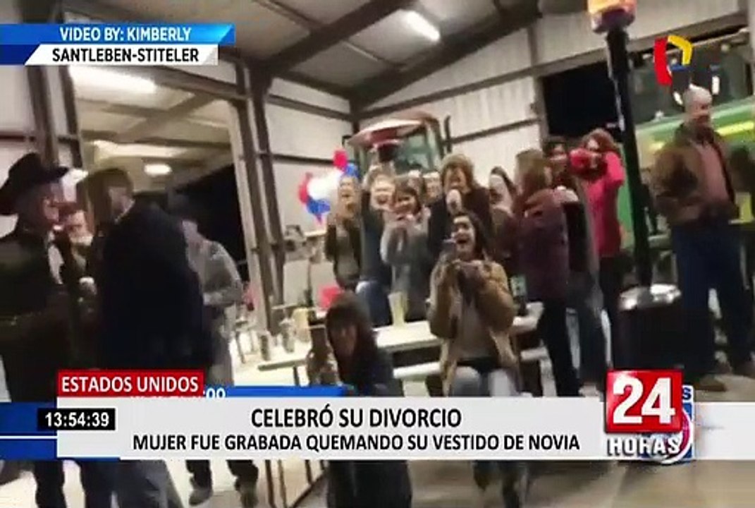 Mujer celebra divorcio haciendo estallar su vestido de novia
