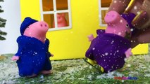 STORY WITH PEPPA PIG AND HER FAMILY STUCK IN THE SNOW AND TOWED BY GRANDPA DOG WITH THE TOW TRUCK