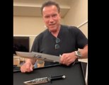 Arnold Schwarzenegger makes fun of Rambo Last Blood Knife - Sylvester Stallone