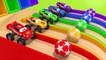 Learn Colors with Mcqueen Car and Street Vehicles M&M on Slide Pretend Play Toy for Kids