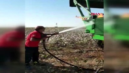 Şanlıurfa alev alan biçer de 5 ton pamuk kül oldu