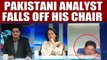 Pakistani analyst falls off his chair on a live debate show, video goes viral |OneIndia News