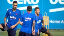 Suave entrenamiento del Barça tras el debut en Champions