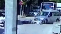 Otomobille motosikletin kafa kafaya çarpıştığı anlar kamerada: 2 yaralı