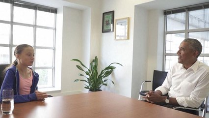 گرتا تونبرگ به دیدار باراک اوباما رفت