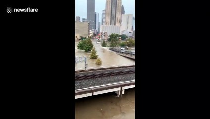 Download Video: Downtown Houston flooded as Tropical Depression Imelda storms thorugh