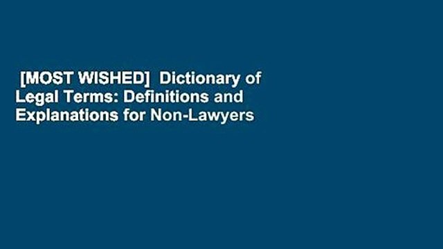 [MOST WISHED] Dictionary of Legal Terms: Definitions and Explanations for Non-Lawyers