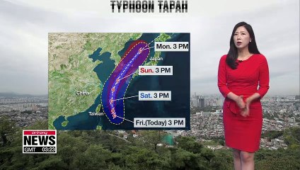 Typhoon Tapah to strike Korean peninsula this weekend