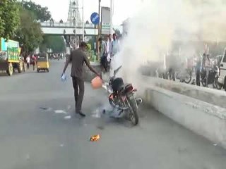 AndhraPradesh Bandh For Special Status, Protesters Set Blaze To Bike In Tirupati City