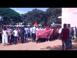 Protest against students demanding free bus pass