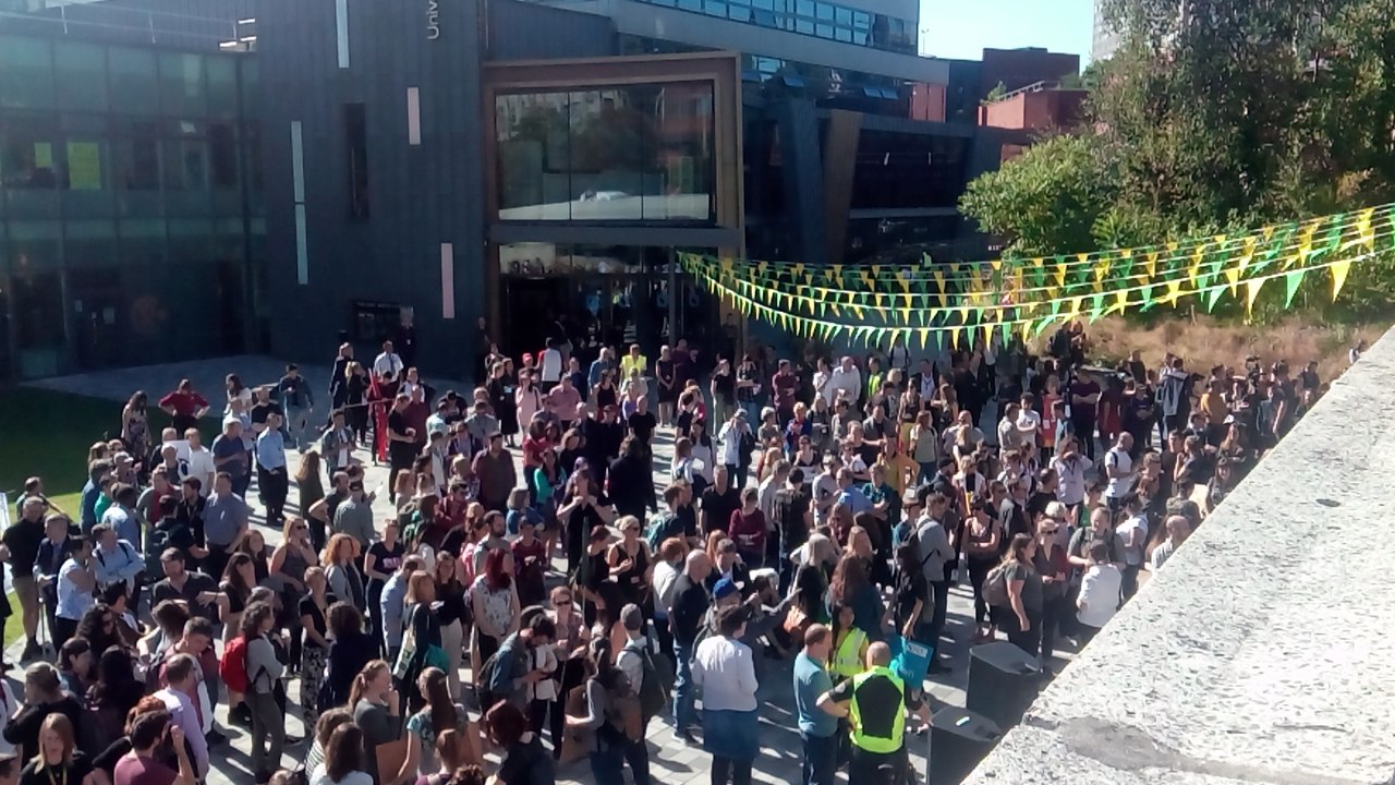 Climate change protest outside the University of Sheffield