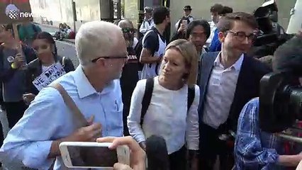 Labour leader Jeremy Corbyn arrives at climate change protest in London