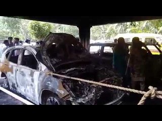 സ്വാമി സന്ദീപാനന്ദഗിരിയുടെ ആശ്രമത്തിലെ വാഹനങ്ങള്‍ അഗ്നിക്കിരയാക്കിയതിന്‍റെ ദൃശ്യങ്ങള്‍