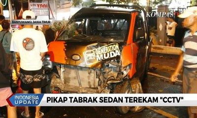 Terekam CCTV,  Mobil Bak Tabrak Sedan